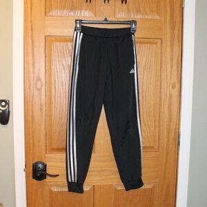 Adidas Boys M 10-12 Youth Athletic Pant Jogger with Silver Holographic Stripes